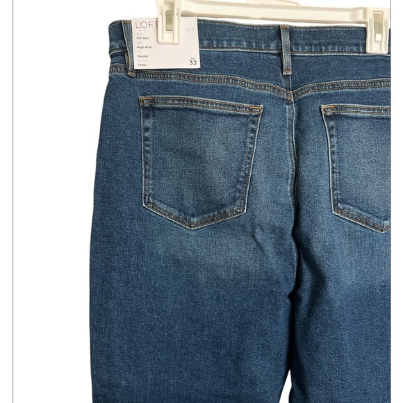 Loft Petite High Rise Slim Jeans in Dark Wash - Picture 7 of 11